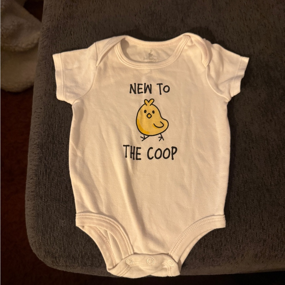 Adorable White Bodysuit with Yellow Chick